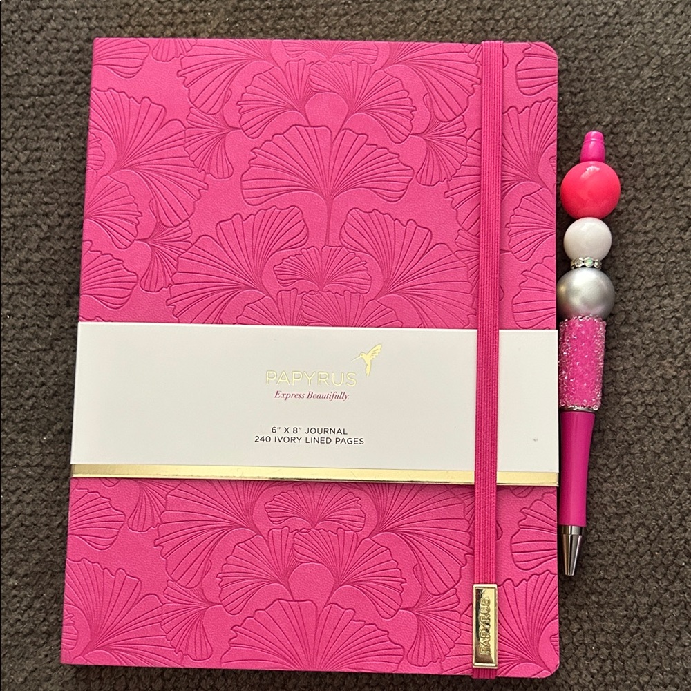 Papyrus Vibrant Pink Journal with Beaded Pen
